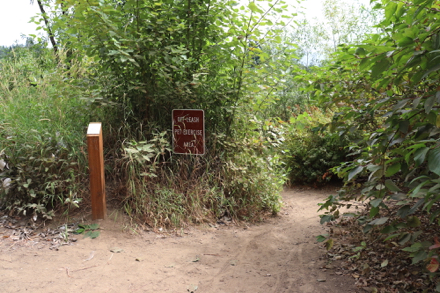 Trail map – off-leash pet exercise area – steep natural surface trail to Beach and Willamette River